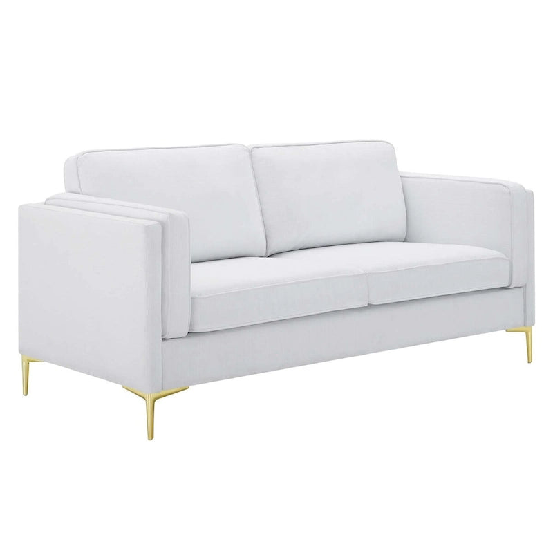 Canapé 3 places en tissu beige/gris clair/blanc de style Mid-Century