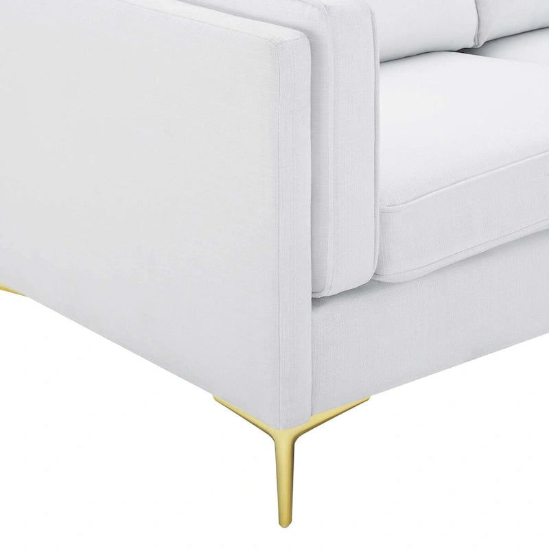 Canapé 3 places en tissu beige/gris clair/blanc de style Mid-Century
