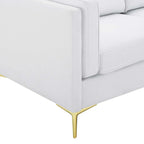 Canapé 3 places en tissu beige/gris clair/blanc de style Mid-Century