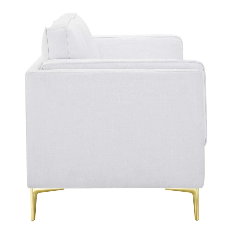 Canapé 3 places en tissu beige/gris clair/blanc de style Mid-Century