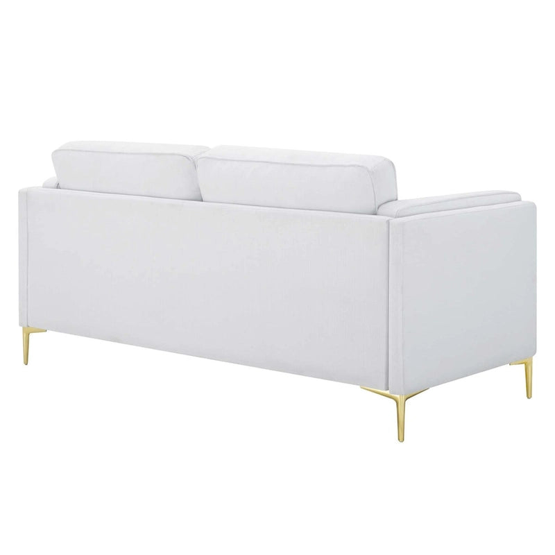 Canapé 3 places en tissu beige/gris clair/blanc de style Mid-Century