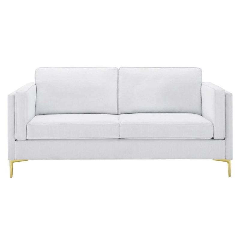 Canapé 3 places en tissu beige/gris clair/blanc de style Mid-Century