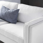 Canapé 3 places en tissu beige/gris clair/blanc de style Mid-Century