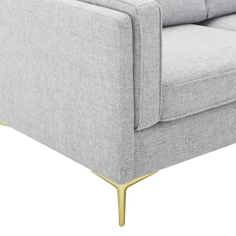 Canapé 3 places en tissu beige/gris clair/blanc de style Mid-Century