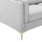 Canapé 3 places en tissu beige/gris clair/blanc de style Mid-Century