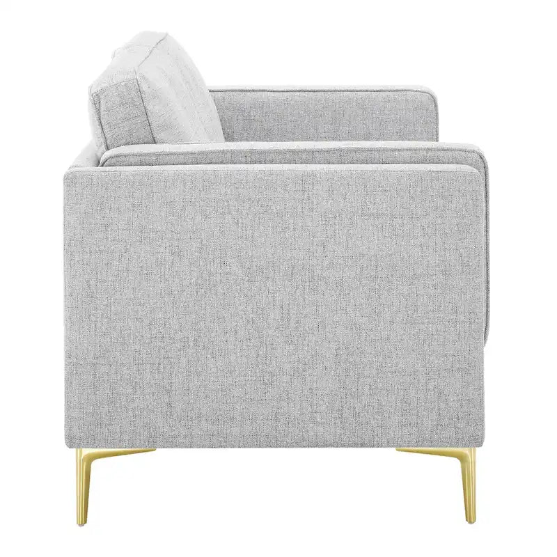 Canapé 3 places en tissu beige/gris clair/blanc de style Mid-Century