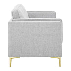 Canapé 3 places en tissu beige/gris clair/blanc de style Mid-Century