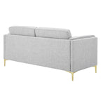 Canapé 3 places en tissu beige/gris clair/blanc de style Mid-Century