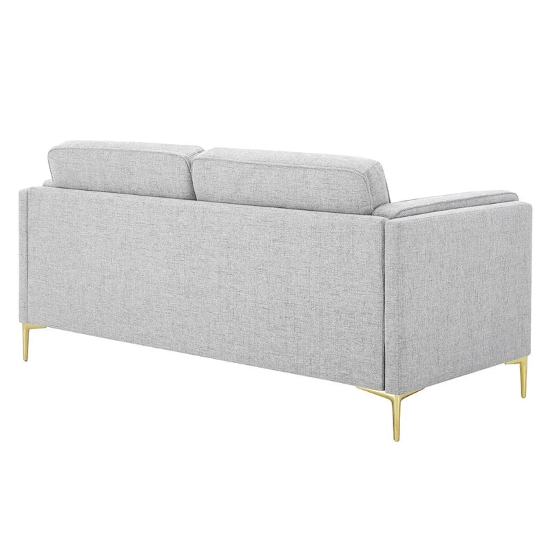 Canapé 3 places en tissu beige/gris clair/blanc de style Mid-Century