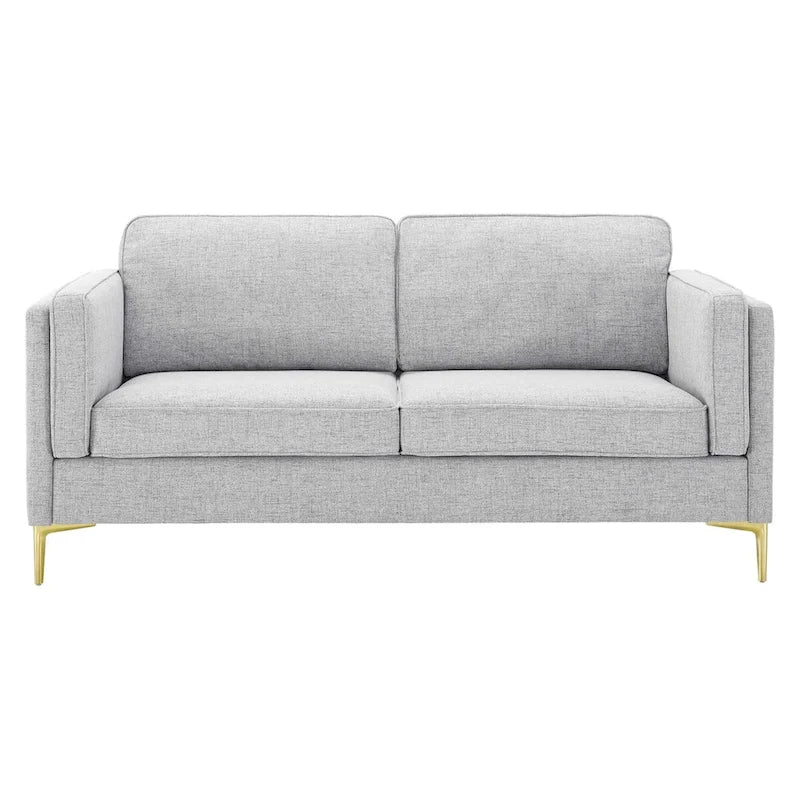 Canapé 3 places en tissu beige/gris clair/blanc de style Mid-Century