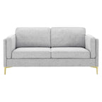 Canapé 3 places en tissu beige/gris clair/blanc de style Mid-Century
