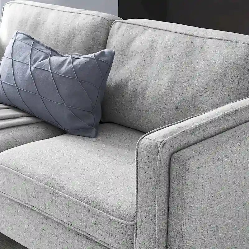 Canapé 3 places en tissu beige/gris clair/blanc de style Mid-Century