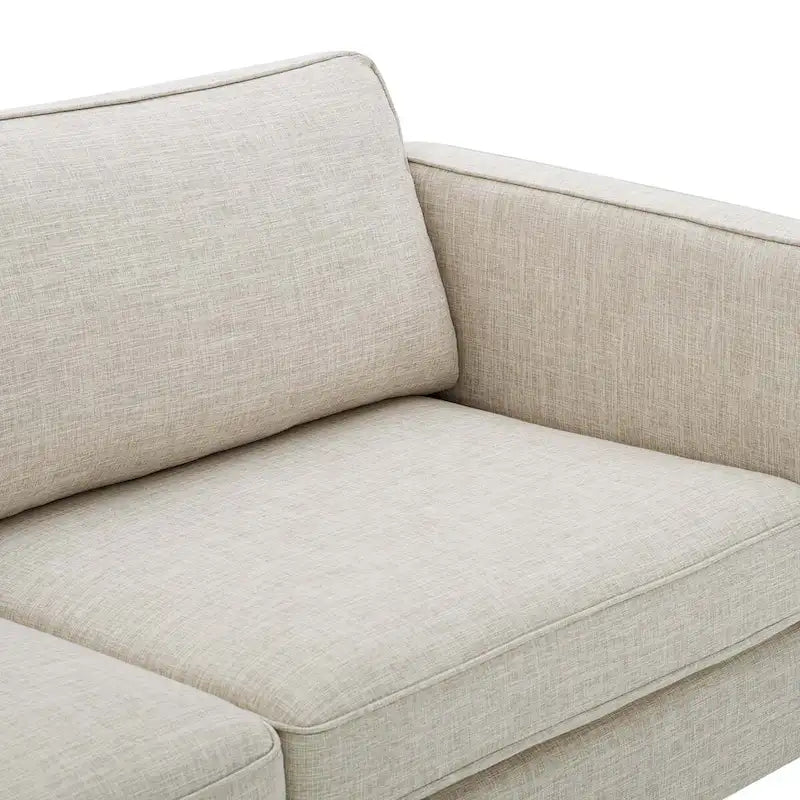 Canapé 3 places en tissu beige/gris clair/blanc de style Mid-Century