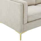 Canapé 3 places en tissu beige/gris clair/blanc de style Mid-Century