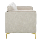 Canapé 3 places en tissu beige/gris clair/blanc de style Mid-Century