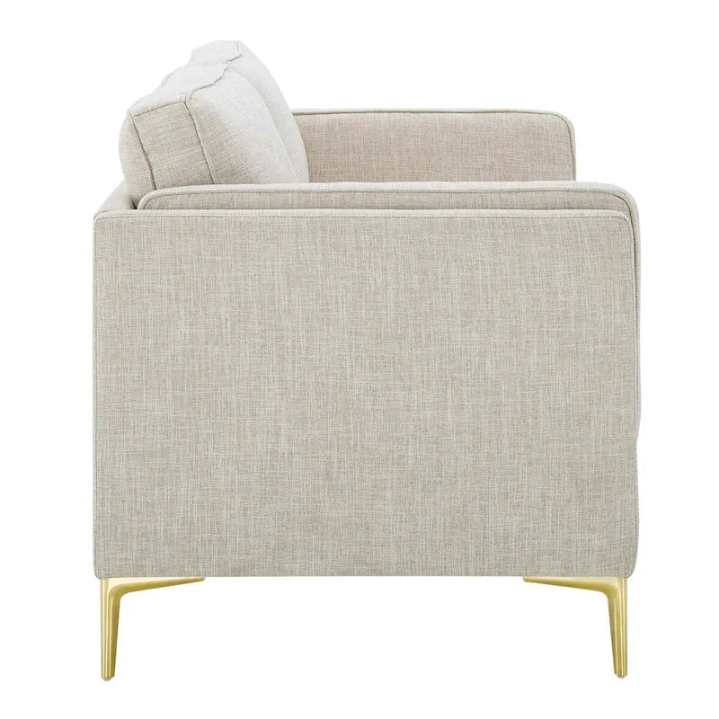 Canapé 3 places en tissu beige/gris clair/blanc de style Mid-Century