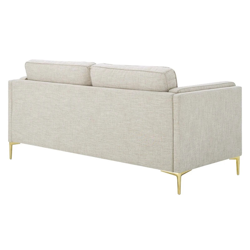 Canapé 3 places en tissu beige/gris clair/blanc de style Mid-Century
