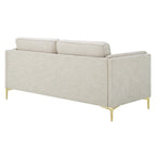 Canapé 3 places en tissu beige/gris clair/blanc de style Mid-Century