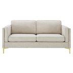 Canapé 3 places en tissu beige/gris clair/blanc de style Mid-Century