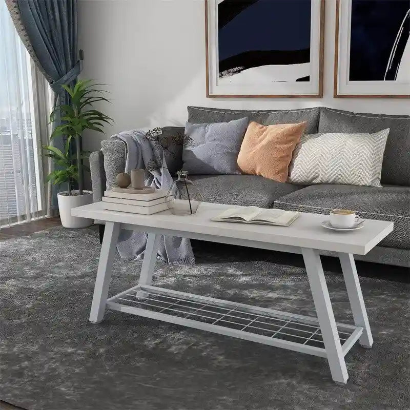 Banc de rangement industriel 2 places, gris foncé / grège / blanc / marron