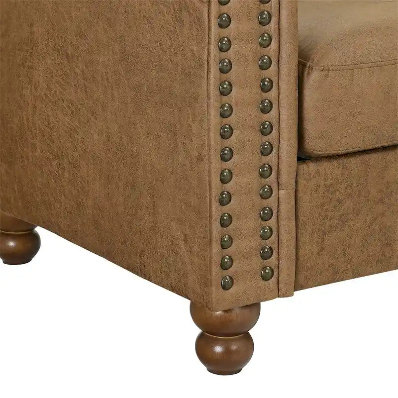 Canapé 3 places en tissu touffeté marron