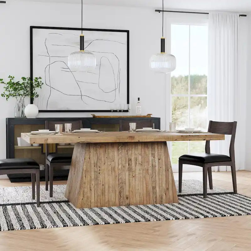 Table de salle à manger avec socle couleur marron naturel, 6–8 places
