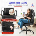 Chaise de bureau ergonomique pivotante noire avec massage lombaire par vibration, 1 personne