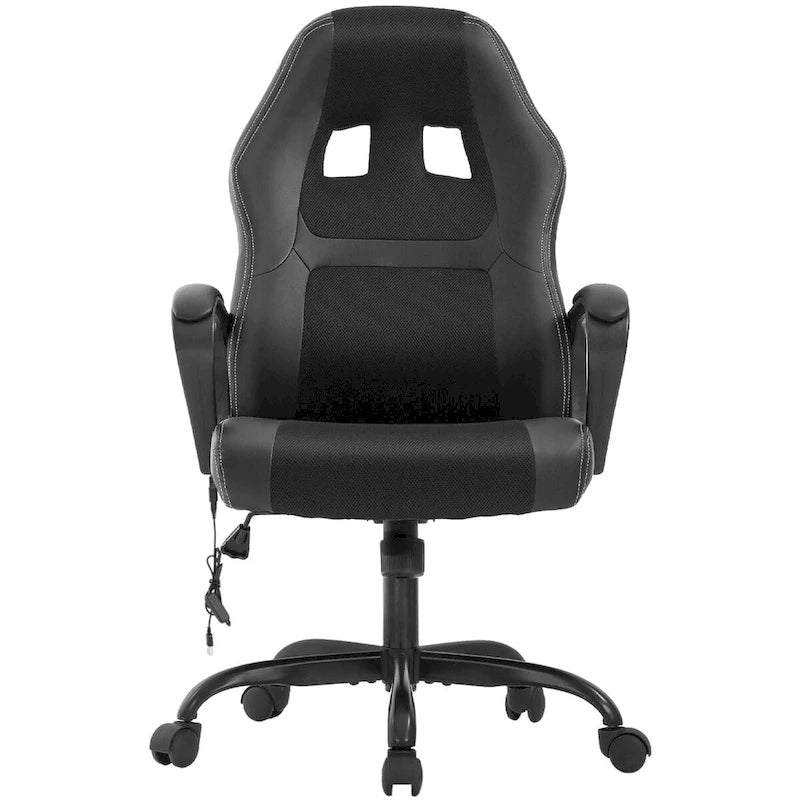 Chaise de bureau ergonomique pivotante noire avec massage lombaire par vibration, 1 personne