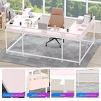Bureau réversible en U pour 2 personnes avec lumières LED, Gris/Rose/Blanc/Noir/Brun Rustique
