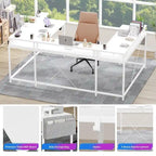 Bureau réversible en U pour 2 personnes avec lumières LED, Gris/Rose/Blanc/Noir/Brun Rustique