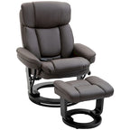 Fauteuil inclinable de massage pivotant en cuir PU noir/marron avec ottoman – 1 personne