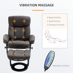 Fauteuil inclinable de massage pivotant en cuir PU noir/marron avec ottoman – 1 personne