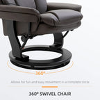 Fauteuil inclinable de massage pivotant en cuir PU noir/marron avec ottoman – 1 personne