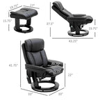 Fauteuil inclinable de massage pivotant en cuir PU noir/marron avec ottoman – 1 personne