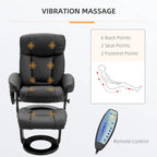 Fauteuil inclinable de massage pivotant en cuir PU noir/marron avec ottoman – 1 personne