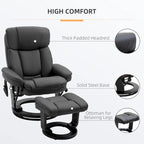 Fauteuil inclinable de massage pivotant en cuir PU noir/marron avec ottoman – 1 personne