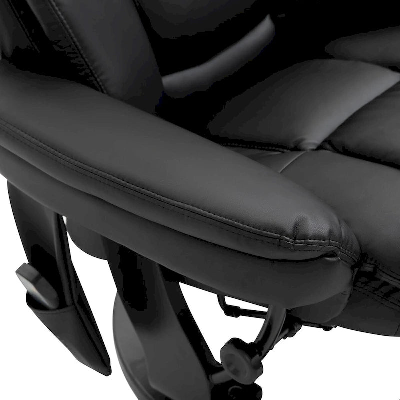 Fauteuil inclinable de massage pivotant en cuir PU noir/marron avec ottoman – 1 personne