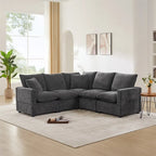 Canapé modulable en L, 4-5 places, gris anthracite/blanc