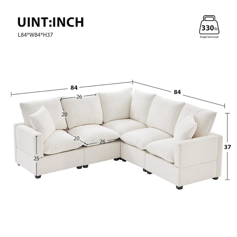 Canapé modulable en L, 4-5 places, gris anthracite/blanc