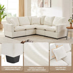 Canapé modulable en L, 4-5 places, gris anthracite/blanc