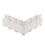 Canapé modulable en L, 4-5 places, gris anthracite/blanc