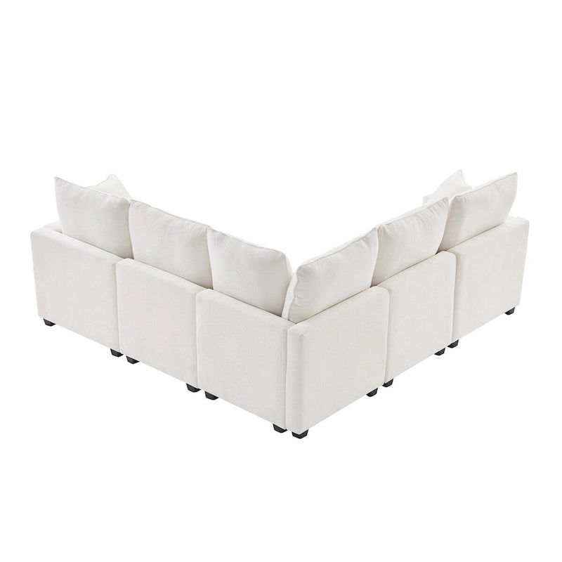 Canapé modulable en L, 4-5 places, gris anthracite/blanc