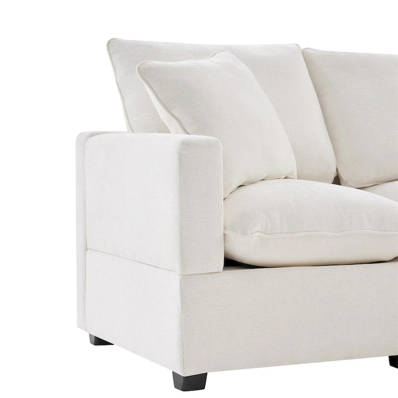 Canapé modulable en L, 4-5 places, gris anthracite/blanc