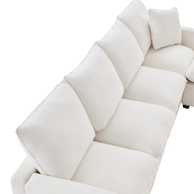 Canapé modulable en L, 4-5 places, gris anthracite/blanc