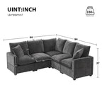 Canapé modulable en L, 4-5 places, gris anthracite/blanc