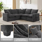 Canapé modulable en L, 4-5 places, gris anthracite/blanc