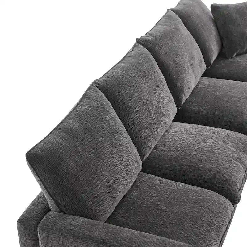 Canapé modulable en L, 4-5 places, gris anthracite/blanc