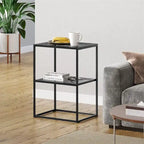 Table d'appoint à 2 niveaux en métal, design rayé évidé, utilisation par 1 personne
