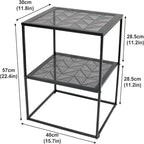 Table d'appoint à 2 niveaux en métal, design rayé évidé, utilisation par 1 personne
