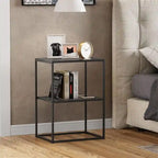 Table d'appoint à 2 niveaux en métal, design rayé évidé, utilisation par 1 personne